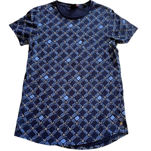 Scotch & Soda Womens Dark Blue Printed Short Sleeve Crew Neck Tee W/ Pocket Med - Picture 1 of 10